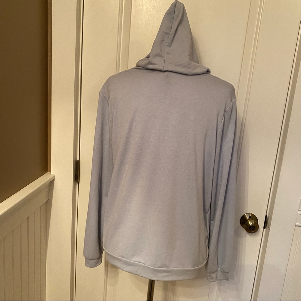 FOR THE REPUBLIC TOP HOODIE SWEATSHIRT LIGHT BLUE LIGHTWEIGHT KANGAROO POCKET S - Picture 8 of 10